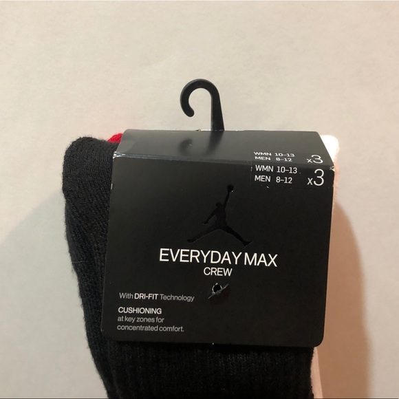 Jordan Everyday Max, 3 Pack Crew Socks, Large - Picture 9 of 13